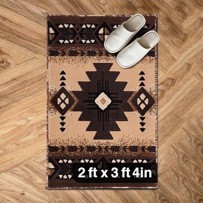 YHSF South West Native American Area Rug C318 - Easy Clean, Thick, Soft, Durable Native Tribal American Indian Inspired Rug for Bedroom/Living Room and More - Berber, 2 Feet x 3 Feet 4 Inches