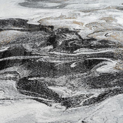 Abani Regal Collection Area Rug - Abstract Grey Black Marble Swirl Design - for Living Room, Bedroom & Office (6' x 9') Washable