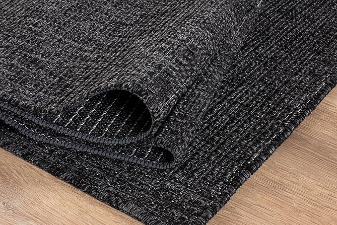 Beverly Rug Easy Jute Rug 8x10 Solid Washable Durable Outdoor Indoor Area Rugs for Living Dining Room Patio Office Stain Resistant Non Shedding Casual Indoor Outside Carpet (8 x 10 Dark Gray)