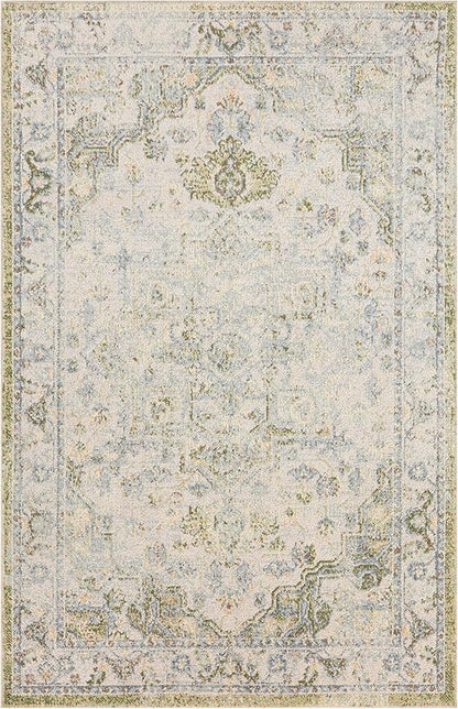 Nourison Home Astra Machine Washable Blue Green 2'2" x 4' Area Rug - Easy Clean, Non Shedding, Bed Room, Living Room, Dining Room, Kitchen (2' x 4')