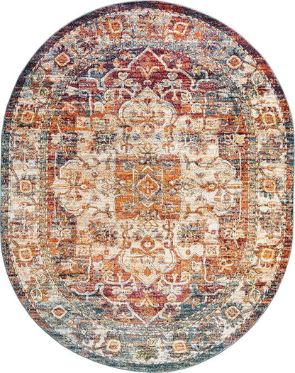 Unique Loom Isabella Collection Area Rug - Adjani (7' 10" x 10' Oval, Multi/ Beige)