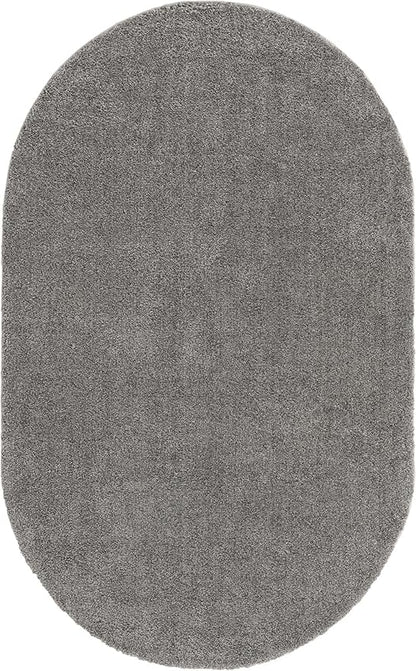 Unique Loom Solo Collection Area Rug - Calabasas (5' 3" x 8' Oval, Gray)