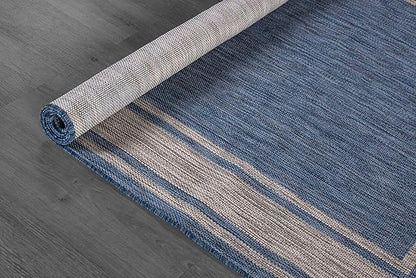 Beverly Rug Outdoor Rug 5x7 Modern Bordered Area Rugs for Indoor and Outdoor Patio Deck Porch Garden Waterproof Weather Sun Resistant Washable Outside Carpet (5 x 7 Navy)