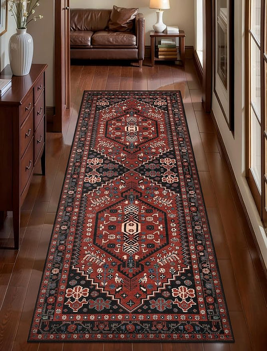 Ciicool 2x5ft Runner Rug, Hallway Wahshable Rugs Vintage Kitchen Carpet for Entrance Bedroom Bedside Living Room Kitchen Laundry Bathroom Decor