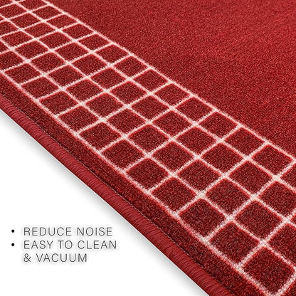 Custom Made Runner Rug for Kitchen Foyer Hallway Entry Choose Your Length 26 Inch Wide Geometric Checkered Design Red Color (18 feet x 26 inch)