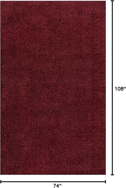 Eyely UES100Q-6 Supersoft Haze Solid Low-Pile Indoor Area Rug, Coastal, Bohemian, Minimalist, Classic, Casual for Bedroom,Kitchen,Living Room,Non Shedding,Easy-Washing, Red, 6 X 9