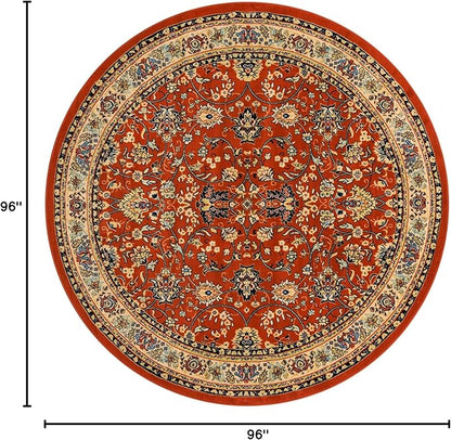 Rugs.com Yasmin Collection Rug – 8 Ft Round Terracotta Medium Rug Perfect for Kitchens, Dining Rooms