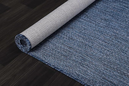 CAMILSON Outdoor Rug 10x14 Modern Area Rugs for Large Indoor and Outdoor Patios and Porches - Waterproof, Washable, Non-Shedding, Easy-to-Clean Outside Carpet (10 x 14, Solid - Navy Blue)
