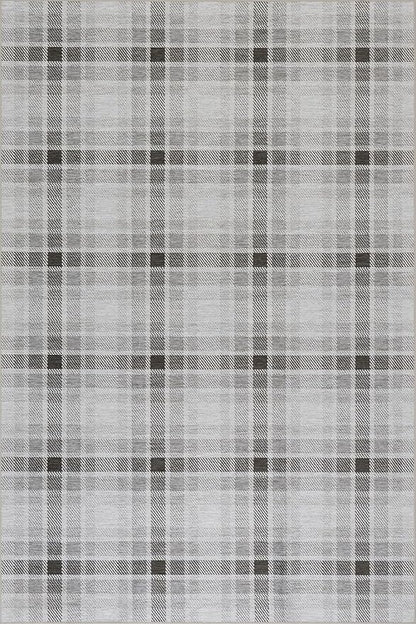 Dash & Albert Andri Plaid Black Machine Washable Rug, 4 X 6 Feet, Black/White Plaid Pattern