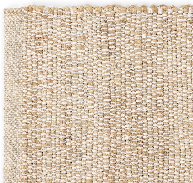 REDEARTH · Jute Cotton Area Rug, Sustainable Handwoven, Non-Shedding, Soft & Durable – Reversible, Neutral Tones for Home Décor in Living Room, Dining Room, Bedroom (Arden Natural, 5'x8')