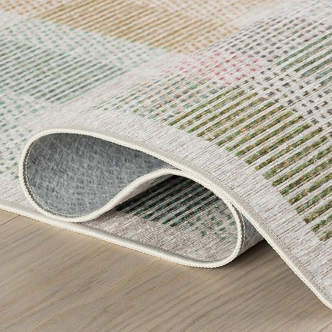 Dash & Albert Chanan Plaid Multi Machine Washable Rug, Runner-2.5 X 8 Feet, Multicolored/Ivory Plaid Pattern
