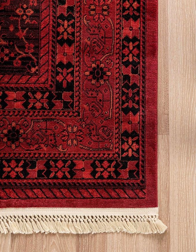 Unique Loom Tekke Collection Area Rug - Sheibani (10' x 13' Rectangle, Red/ Black)