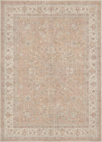 Well Woven Asha Rome Beige Cream 5'3" x 7'3" Area Rug - Oriental Floral Pattern, Easy Clean, Floor-Friendly Backing - for Living Room, Bedroom, and Dining Room