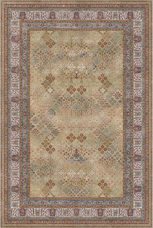 Kuden 3x5 Small Rug, Machine Washable, Non-Slip Backing, Vintage Style, Soft, Low Pile, Area Rugs for Entryway Kitchen Indoor Entrance