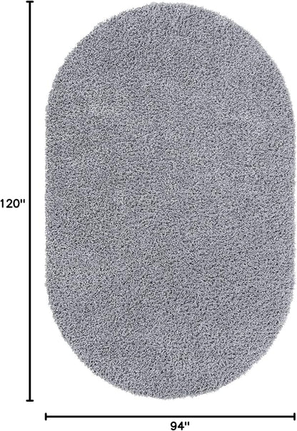 Unique Loom Davos Shag Collection Area Rug - Solid (7' 10" x 10' Oval, Sterling)
