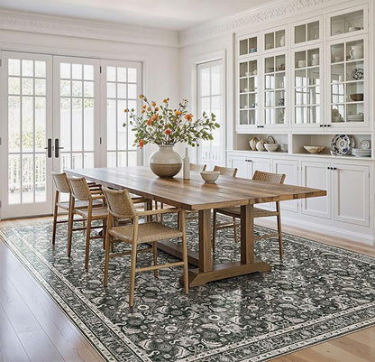 WITSHOCK Living Room Area Rugs 10x13: Soft Non-Slip Backing Washable Rugs Vintage Large Carpet for Bedroom Office Dining Room Kitchen Stain Resistant Home Decor Rug