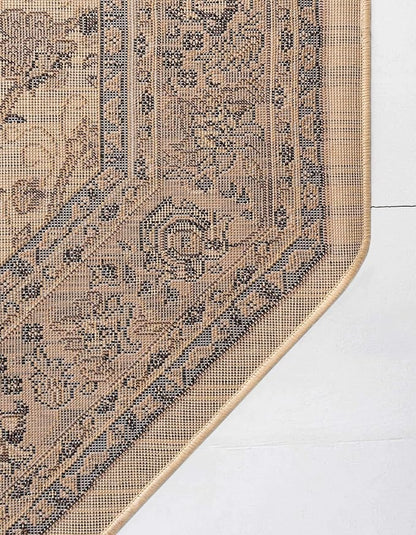 Unique Loom Sialk Hill Collection Area Rug - Washington (5' 3" Octagon Ivory/Black)