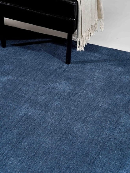 Rugsotic Carpets Hand Knotted Gabbeh Wool 5'x8' Area Rug Solid Blue L00111