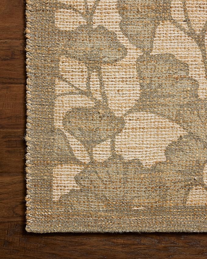 Loloi Chris Loves Julia Rue Collection RUE-02 Olive/Sage 2'-3" x 3'-9" Accent Rug Jute Neutral Floral Living Room Bedroom Rug
