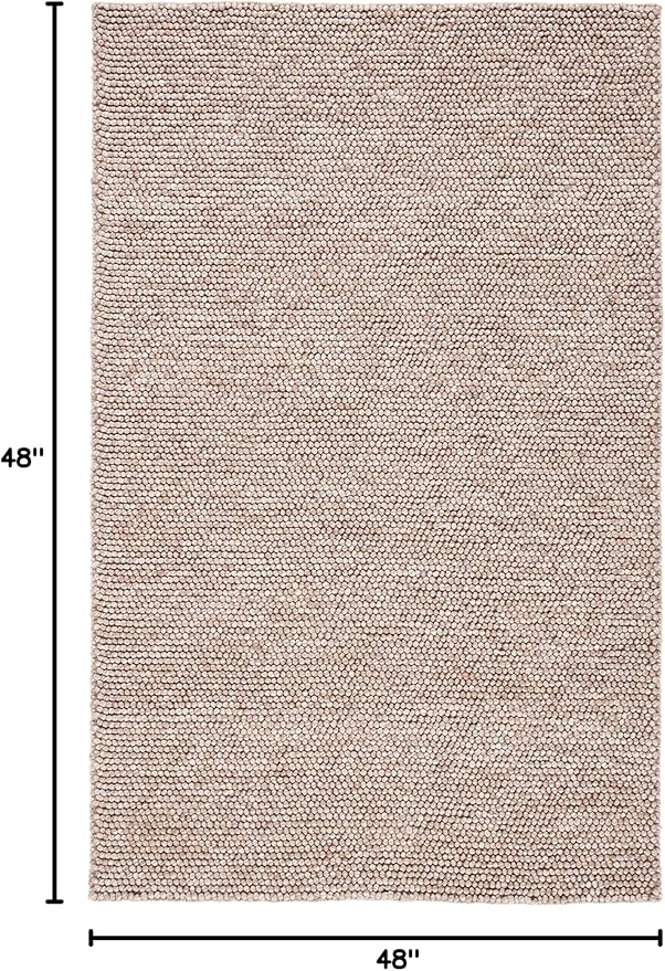 SAFAVIEH Natura Collection Area Rug - 4' Square, Brown, Handmade Wool Blend, Textured Design, Ideal for Living Room, Bedroom, Dining Space (NAT620T)