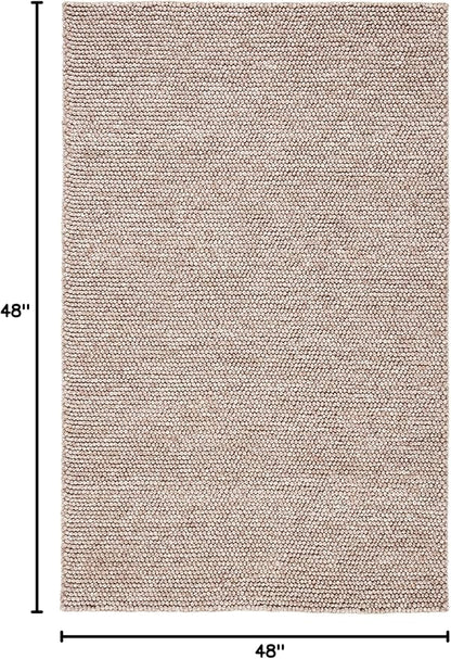 SAFAVIEH Natura Collection Area Rug - 4' Square, Brown, Handmade Wool Blend, Textured Design, Ideal for Living Room, Bedroom, Dining Space (NAT620T)