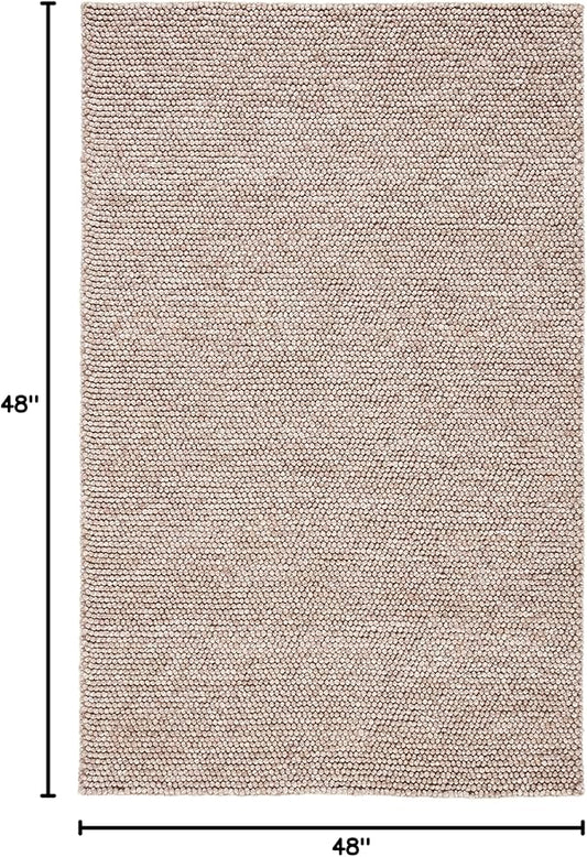 SAFAVIEH Natura Collection Area Rug - 4' Square, Brown, Handmade Wool Blend, Textured Design, Ideal for Living Room, Bedroom, Dining Space (NAT620T)