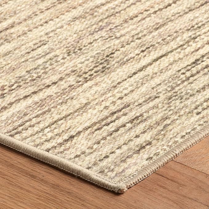 Dash & Albert Clay Natural Machine Washable Rug, 3 X 5 Feet, Natural Stripe Pattern