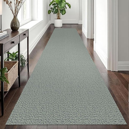 EARTHALL Long Runner Rug 3x12 Ft Washable Runners for Hallways Cotton Non Slip Entryway Runner Braided Kitchen Runner Indoor Outdoor Carpet Runners for Entryway, Hall, Foyers, Green/Grey