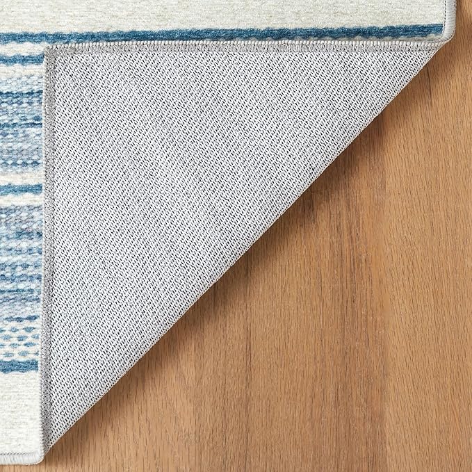 Dash & Albert Ellington Stripe Blue Machine Washable Rug, 4 X 6 Feet, Blue Stripe Pattern