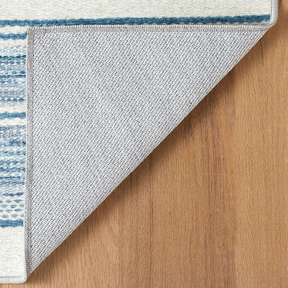 Dash & Albert Ellington Stripe Blue Machine Washable Rug, 3 X 5 Feet, Blue Stripe Pattern