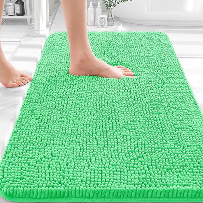 OLANLY Bathroom Rugs 36x24, Extra Soft Absorbent Chenille Bath Rugs, Rubber Backing Quick Dry, Machine Washable Bath Mats for Bathroom Floor, Tub and Shower, Home Decor Accessories, Mint Green