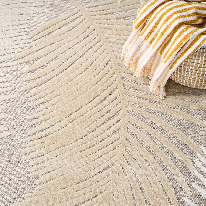 Nourison Home Suncoast Beige 5'3" x 7'3" Area Rug - Easy Clean, Non Shedding, Bed Room, Living Room, Dining Room, Kitchen (5' x 7')