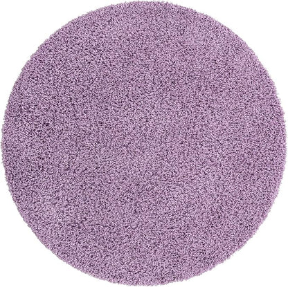 Unique Loom Solid Shag Collection Area Rug (7' 1" Round, Lilac)