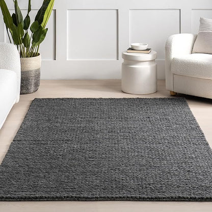 Nuloom Penelope Charcoal, 7'6" x 9'6", Hand-Braided, Wool & Cotton, Soft and Textured, High Traffic, Stain Resistant, Easy Clean, Durable Area Rug for Bedroom, Living Room, Dining, Foyer, Entryway
