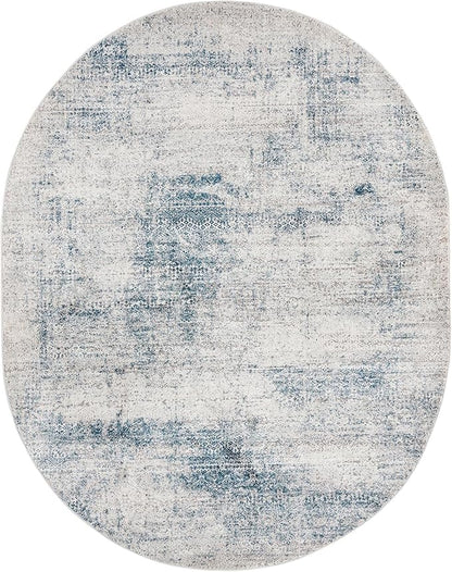 Unique Loom Finsbury Collection Area Rug - Sarah (7' 10" x 10' Oval, Blue/ Ivory)