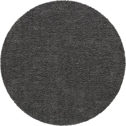 Unique Loom Davos Shag Collection Area Rug - Solid (9' 10" Round, Peppercorn)