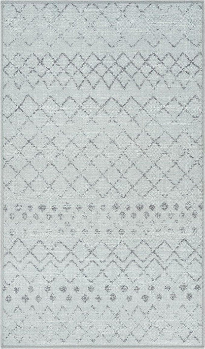 GLN Rugs Contemporary Collection - Machine Washable Area Rug, Contemporary Washable, Non Slip, Low Pile Chenille Rug, Living Room, Bedroom, Kitchen Rug (2'6" x 7' Gray 0166)