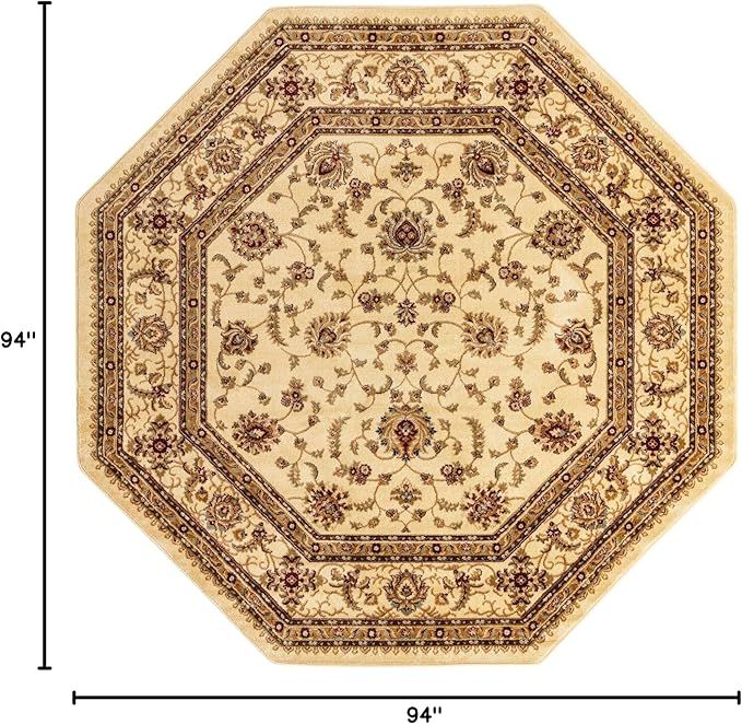 Unique Loom Voyage Collection Traditional Oriental Classic Area Rug (7' 11 x 7' 11 Octagonalal, Ivory/Gold)