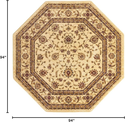 Unique Loom Voyage Collection Traditional Oriental Classic Area Rug (7' 11 x 7' 11 Octagonalal, Ivory/Gold)