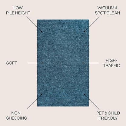 JONATHAN Y Haze Solid Low-Pile Turquoise Indoor Area Rug 9x12, Coastal,Bohemian,Minimalist,Classic, Easy-Cleaning for Living Room,Bedroom,Kitchen,Pet Friendly,Non-Shedding (SEU100H-9)