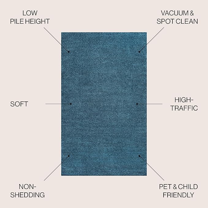 JONATHAN Y Haze Solid Low-Pile Turquoise Indoor Area Rug 12x15, Coastal,Bohemian,Minimalist,Classic, Easy-Cleaning for Living Room,Bedroom,Kitchen,Pet Friendly,Non-Shedding (SEU100H-15)
