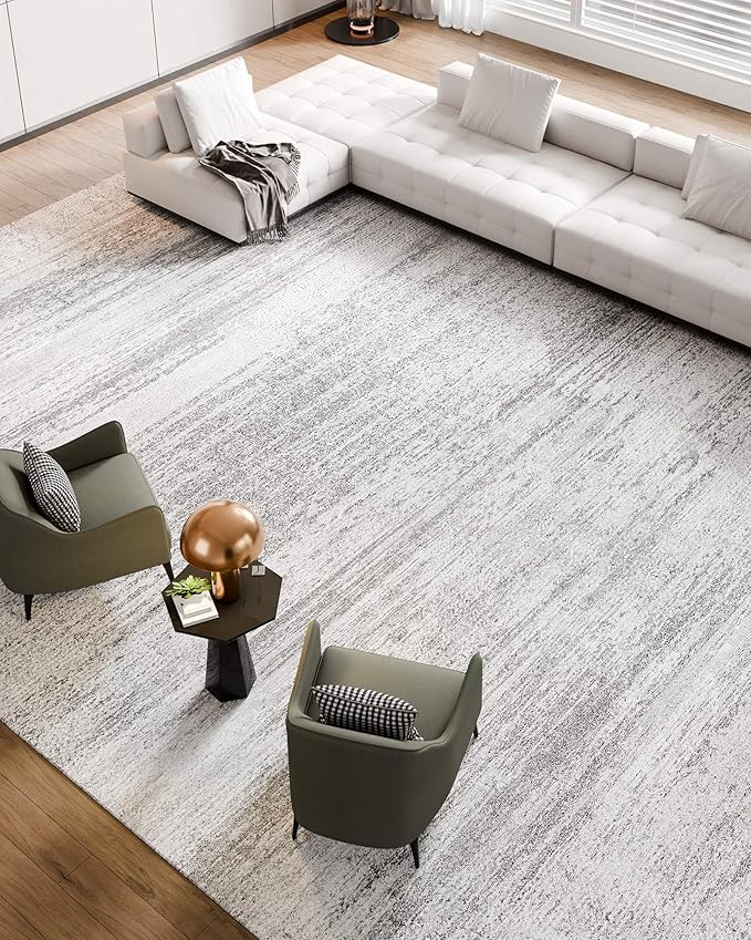 VEVOR 10 x 14 ft Area Rug Large Washable Rug Non-Slip and Tear-Resistant Soft Carpet Pet & Child Friendly Modern Area Rugs Indoor Mat for Bedroom Office Living Room Kids Room Entryway Gray