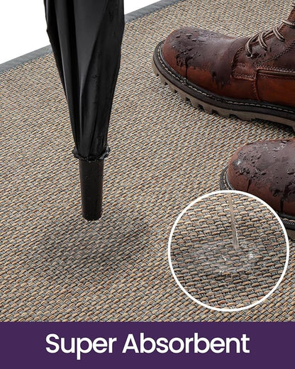 DEXI Ultra Thin Entryway Door Mat 24x36, Non Slip Rubber Backing Inside Entry Mat, Low Profile Easy Clean Dirt Trapper Doormat for Inside Entrance Patio, Grey