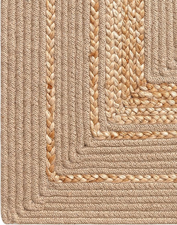 DEXI Jute Rug Natural Fiber 4x6, Braided Woven Area Rugs No Shed, Soft Neutral Rustic Carpet Mat for Indoor Entryway Outdoor Patio Dining Living Room Bedroom Farmhouse, Beige/Natural
