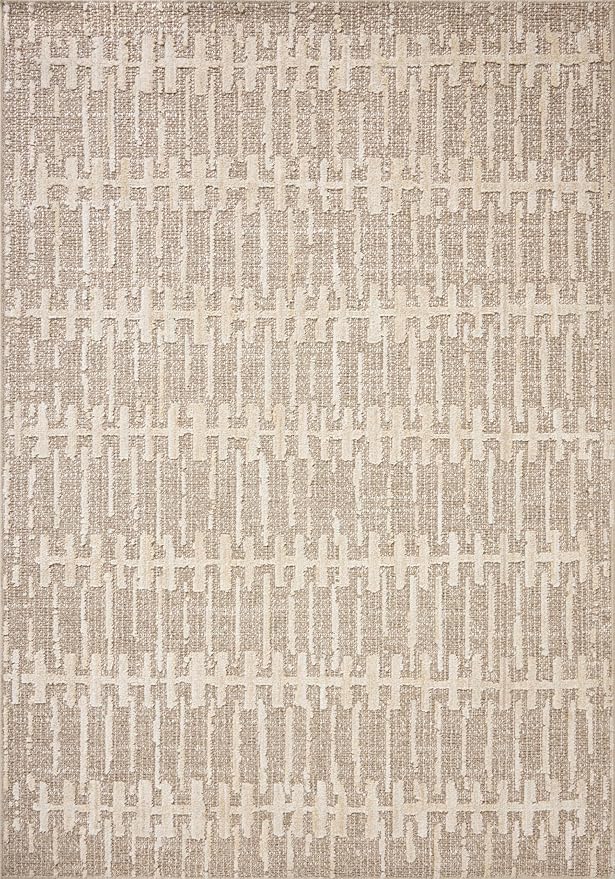Loloi Amber Lewis Bexley Collection BEX-02 Taupe/Natural 6'-6" x 9'-3" Area Rug Neutral, Textured, Living, Bedroom, Dining, Carpet