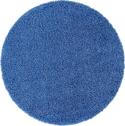 Unique Loom Solid Shag Collection Area Rug (5' Round Periwinkle Blue)