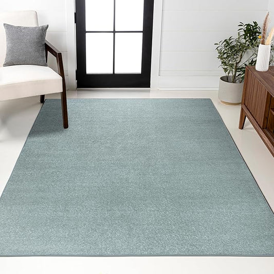 JONATHAN Y Haze Solid Low-Pile Aqua Blue Indoor Area Rug 3x5, Coastal,Bohemian,Minimalist,Classic, Easy-Cleaning for Living Room,Bedroom,Kitchen,Pet Friendly,Non-Shedding (SEU100S-3)