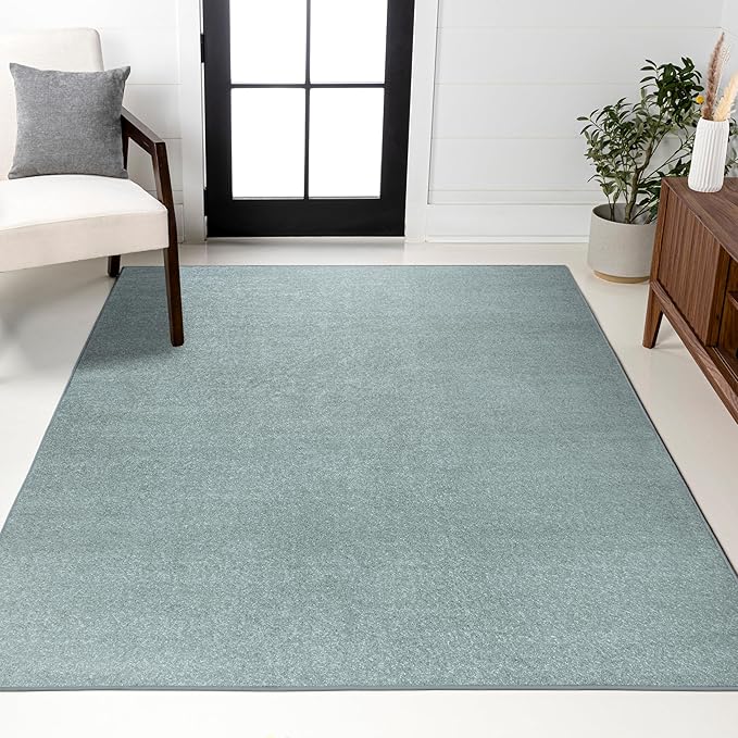 JONATHAN Y Haze Solid Low-Pile Aqua Blue Indoor Area Rug 10x14, Coastal,Bohemian,Minimalist,Classic, Easy-Cleaning for Living Room,Bedroom,Kitchen,Pet Friendly,Non-Shedding (SEU100S-14)