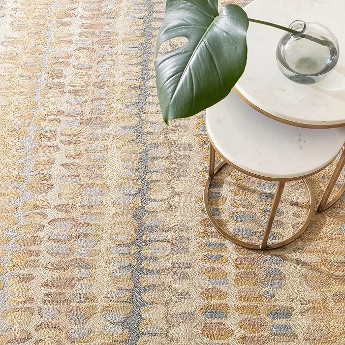 Dash and Albert Paint Chip Wool Area Rug - 5' x 8' Neutral Graphic Hand Micro Hooked Accent Rug - Durable, High Traffic Areas Hallway, Living Room, Stairs