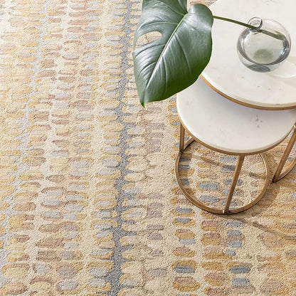 Dash and Albert Paint Chip Wool Area Rug - 4' x 6' Neutral Graphic Hand Micro Hooked Accent Rug - Durable, High Traffic Areas Hallway, Living Room, Stairs
